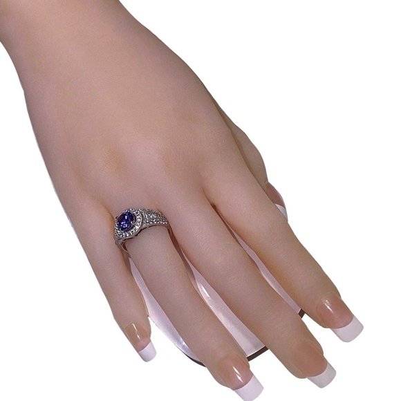 Synthetic Diamond & Tanzanite Ring - BRAND NEW - Size 7 - Picture 4 of 5